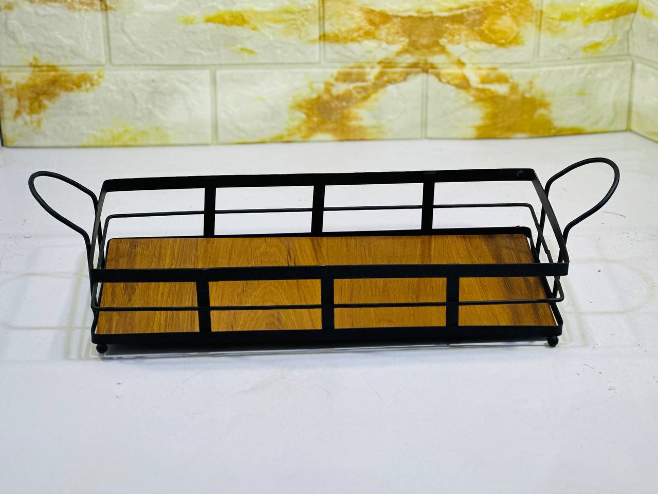 سینی فلزی کف چوبی 16×36
