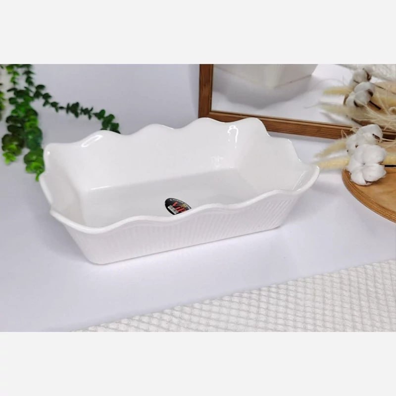 تابه مرغ خوری مستطیل لبه موجی سرامیکی کد 52