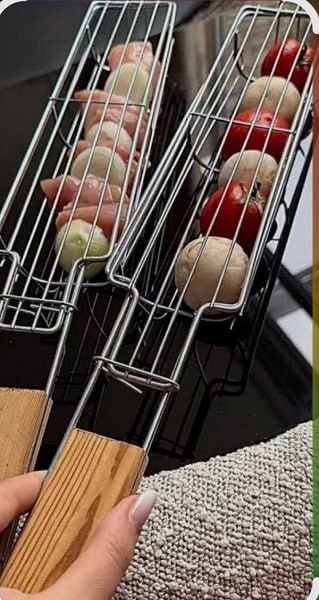 توری گوجه پز و کباب پز دسته چوبی - تصویر 4