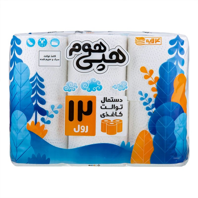 دستمال توالت 12 رول هپی هوم 4 لایه