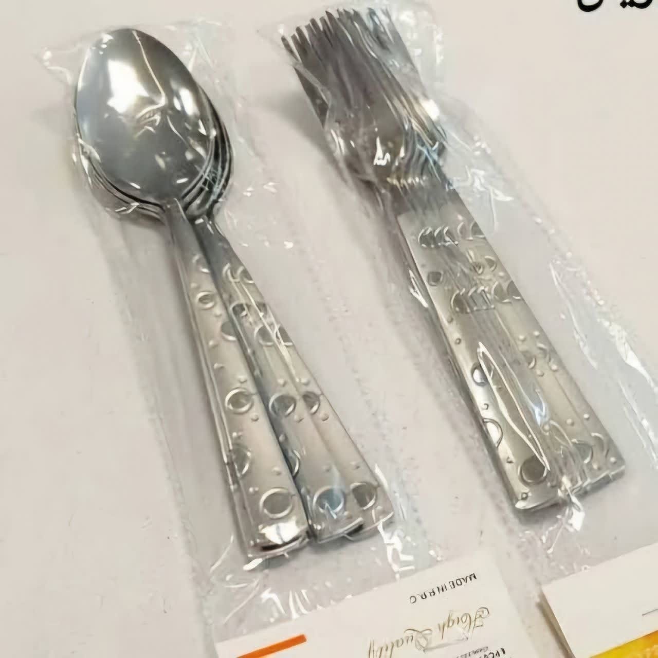 سرویس قاشق و چنگال 12 پارچه طرح دار (طرح رندوم) وزن 460 گرم
