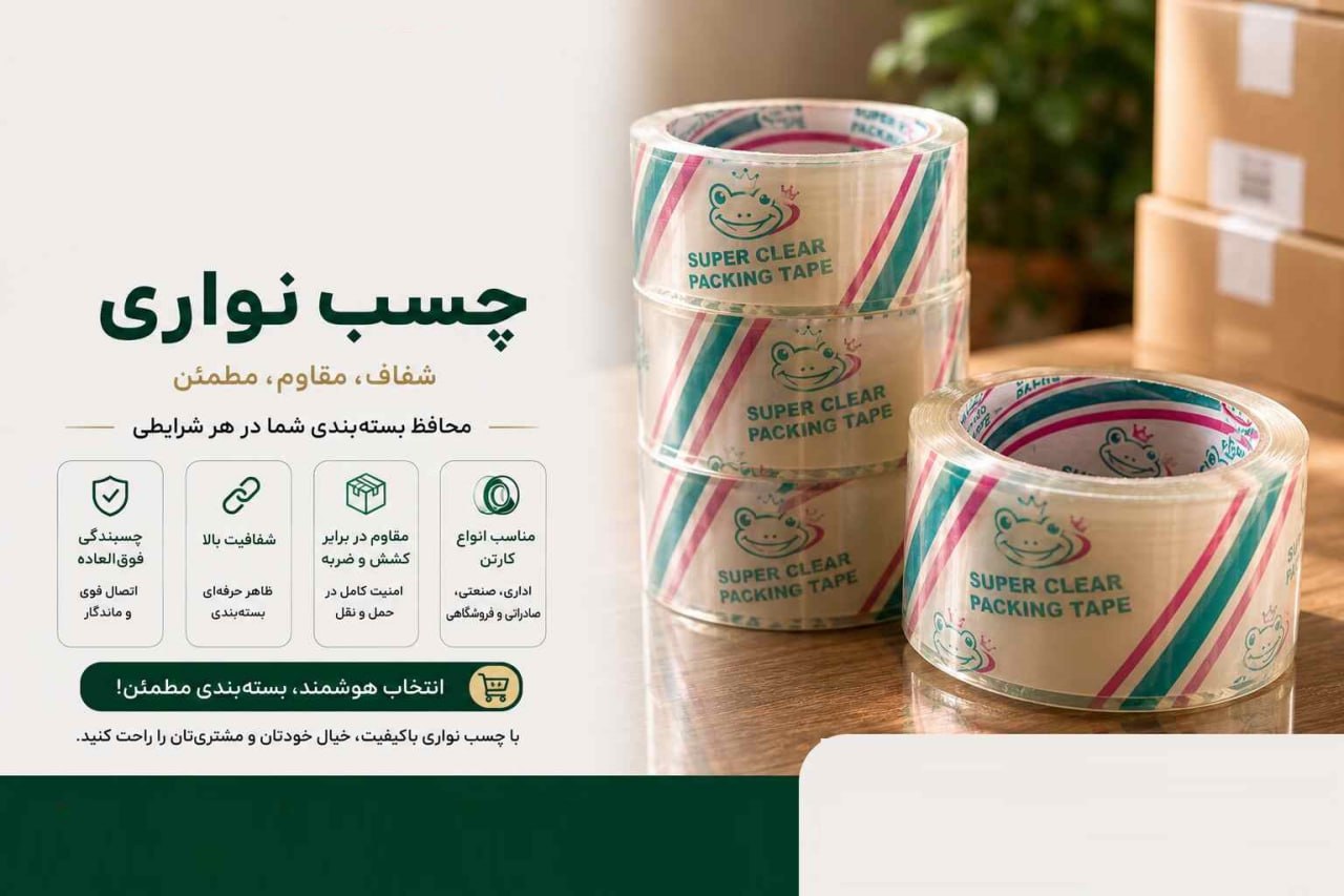 چسب پهن 90 یارد 45 میکرون قورباغه