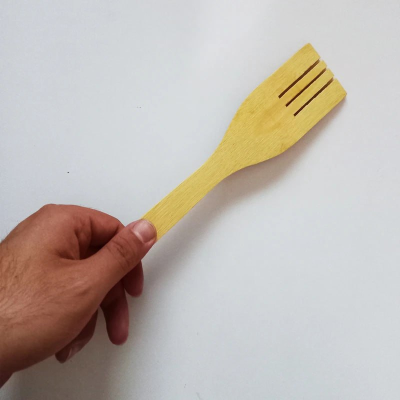 کفگیر چوبی بامبو شیاردار